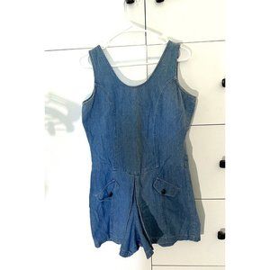 Hot House 90s Denim Romper Sleeveless Y2K Shorts Pockets Retro Shorts Vtg